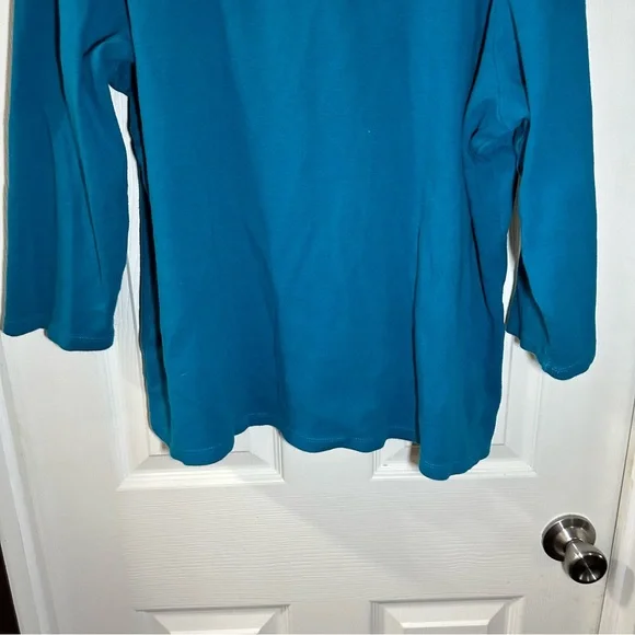 Rafaella Blue/Teal Knit Scoop Neck 3/4 Sleeve Blouse 3X - Picture 8 of 8